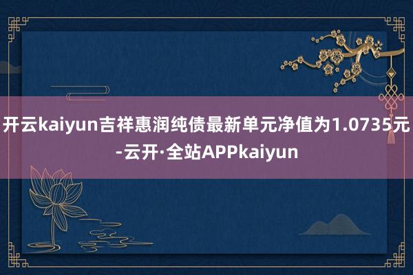 开云kaiyun吉祥惠润纯债最新单元净值为1.0735元-云开·全站APPkaiyun