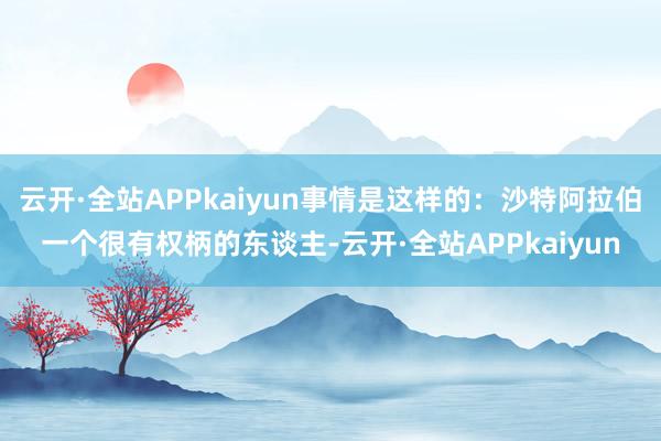 云开·全站APPkaiyun事情是这样的：沙特阿拉伯一个很有权柄的东谈主-云开·全站APPkaiyun