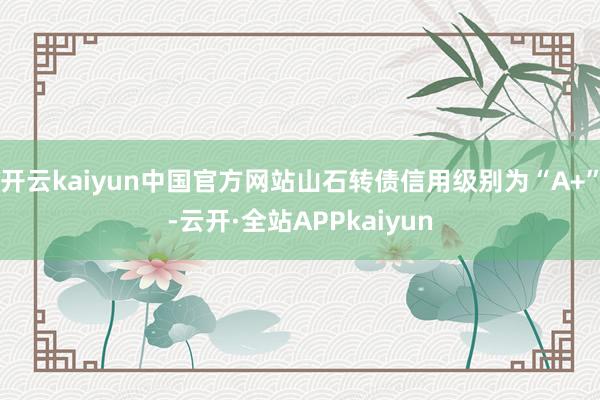 开云kaiyun中国官方网站山石转债信用级别为“A+”-云开·全站APPkaiyun